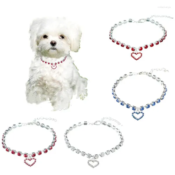 Colliers pour chiens pendentif coeur en cristal animal de compagnie et laisses pour chiens chats-harnais laisses décorations