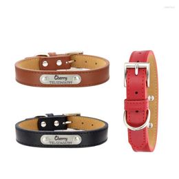 Colliers pour chiens personnalisés collier de chat Anti-perte en cuir véritable gravé au Laser pour animaux de compagnie 2023 accessoires pour petits chiens chiot