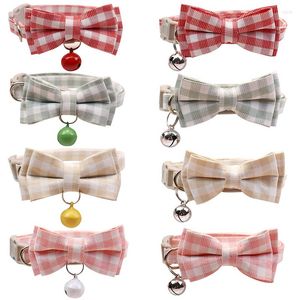 Hondenkragen schattige boog kat kraag met bel plaid huisdier universeel verstelbare Koreaanse bowknot cartoon