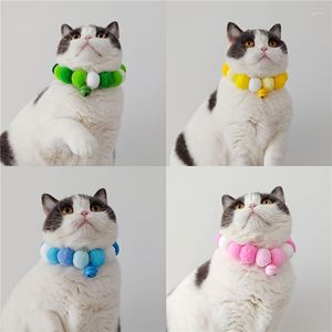 Colliers pour chiens mignon chat collier cou anneau collier cloche sécurité élastique boule de fourrure matériel produits pour animaux de compagnie accessoires