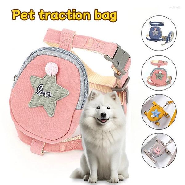 Colliers de chien étoiles mignons chaton chiots chiens harnais et laisse set avec un gilet sac à dos mène les vêtements pour animaux de compagnie pour le petit chihuahua