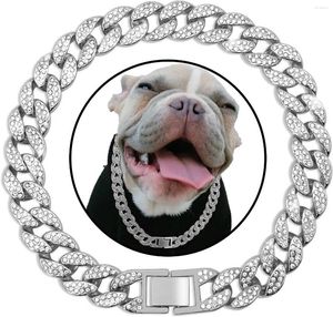 Collares para perros Collar de diamantes Cadena de metal de oro plateado Eslabones cubanos para mascotas para perros Joyas para gatos