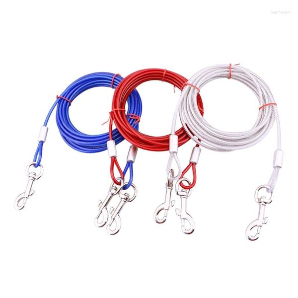 Colliers pour chiens Ensemble de câbles d'attache pour chiens 40,6 cm Revêtement antirouille Piquet métallique 9,8 pi 16,4 pi 32,8 pi Câbles en acier Idéal pour le camping