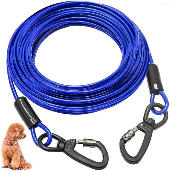 Collares para perros de doble cabeza para mascotas, correa de Cable larga, cuerda de alambre de acero para perros al aire libre, correas, suministros ajustables para correr