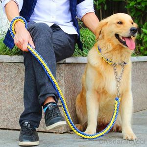 Colliers pour chiens, corde à Double brin, mélange de couleurs nationales, grandes laisses réglables, boucle en métal pour animaux de compagnie, longueur de 1.2m, combinaison de Traction pour grands chiens