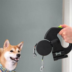 Collares para perros Correa doble con luz LED Cuerda para mascotas retráctil automática para 2 perros Correas para caminar Suministros dobles