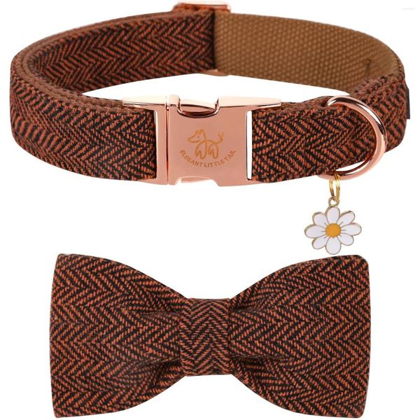 Collares para perros Elegante pequeña cola Collar de Halloween con arco Espiga Naranja Algodón Durable Bowtie Pet