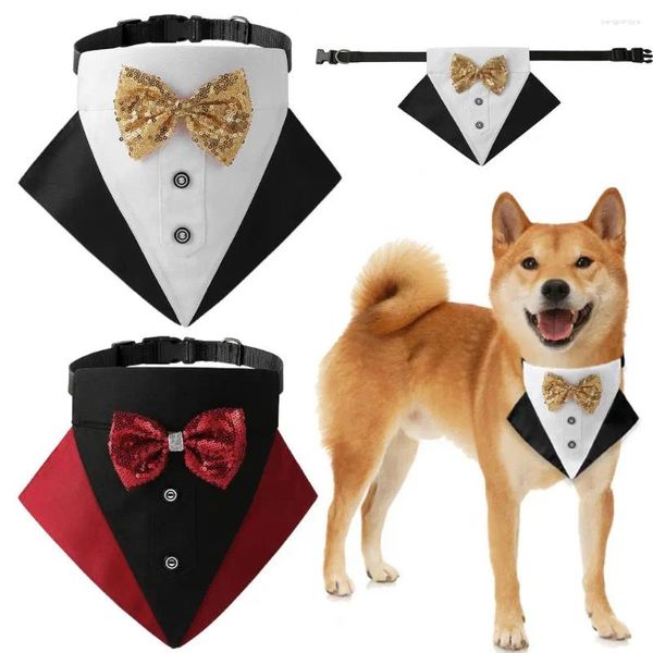 Collari per cani Squisito collare per animali domestici Elegante bandana da sposa con fiocco regolabile Costume per cani affascinanti da festa