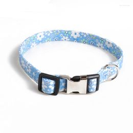 Halsbanden Mode Kleurrijke Afdrukken Kattenhalsband Semi Metalen Bloemen Dierbenodigdheden Gepersonaliseerde Chihuahua Pitbull Pomerian Accessoires