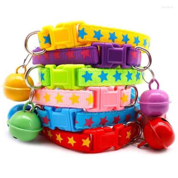 Colliers pour chiens mode accessoires pour animaux de compagnie collier de chat cloche motif d'étoiles colorées réglable pour chiot chaton bricolage petit Animal