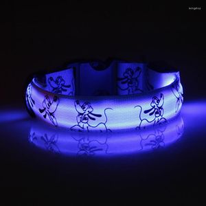 Colliers de chien clignotant brillant dessin animé Led collier lumière USB Rechargeable nuit sécurité Nylon chats Perro chiot accessoires articles pour animaux de compagnie