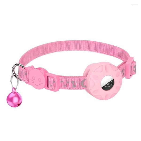 Colliers de chien pour étiquette d'air collier de chat réfléchissant avec boucle de sécurité et support étanche en largeur de 3/8 pouces rose