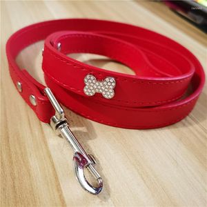 Hondenkragen Goede kwaliteit honden Leibeen S#1,5 120 cm M#2.0 Roze zwart rood Pet Outdoor Walking Soft PU Leer Leaste Lood