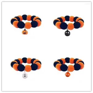 Colliers de chien collier d'halloween Orange Pom décoration pour animaux de compagnie mignon citrouille noeud papillon collier chat accessoires de toilettage
