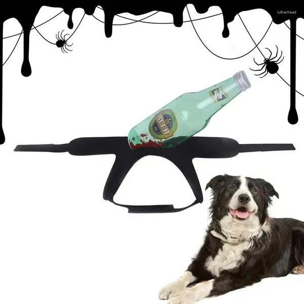 Collares de perros Halloween correa espeluznante disfraz de cosplay con botella de vino suministros de juguetes para mascotas para diferentes tamaños y