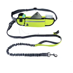 Colliers de chien Hands Free Leash Reflective Arelproofing plomb Running for Medif Maid Dogs Adjustable Belt With Pouch