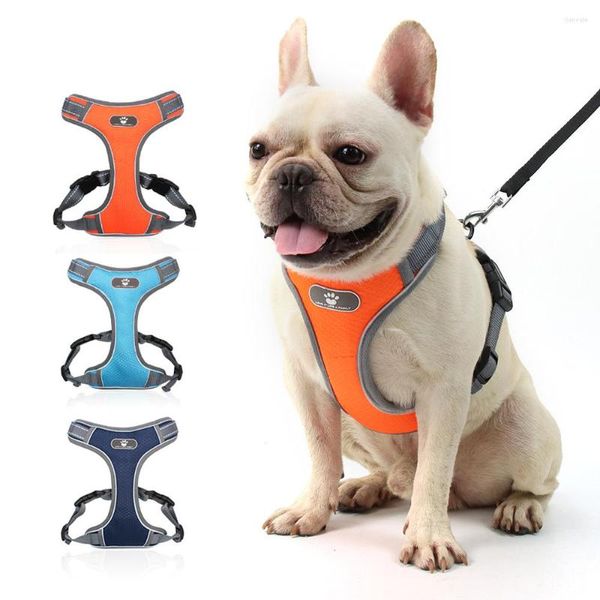 Colliers pour chiens harnais gilet réfléchissant réglable doux respirant pour petits moyens grands chiens collier pour animaux de compagnie accessoires de formation