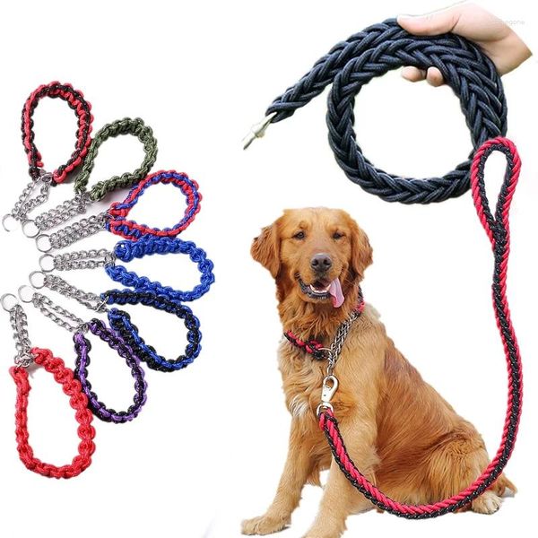 Collares de perros collar pesado correa de correa de 8 hilos trenzado de cuerda tope golden retriever pastor alemán suministros de entrenamiento grandes