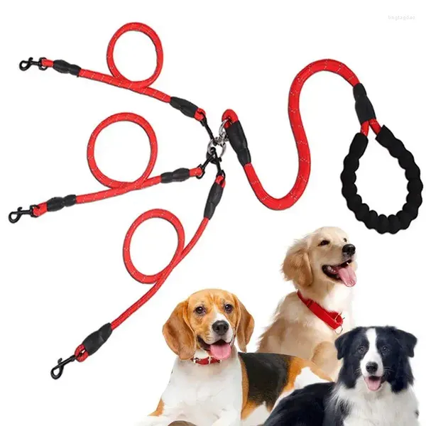 Collares para perros de alta resistencia, 3 correas, cómodo mango de esponja, cinturón de plomo para mascotas, cordón para cachorros, accesorios de cuerda de tracción trenzada