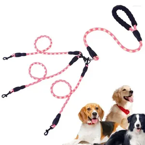 Colliers de chien robustes 3 laisses en nylon portables enchevêtrements gratuits pour animaux de compagnie avec poignée rembourrée Roulette de plomb de course durable pour chiens