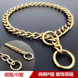 Collares para perros HQ BC01 Classic Show Quality Strong Solid Brass P Chain Leash Collar Especial para mascotas medianas gigantes 45-65 CM de largo