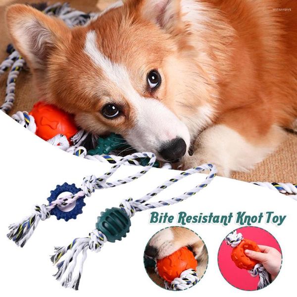 Colliers de chien jouet de remorqueur interactif corde de coton dentition à mâcher avec des jouets résistants aux morsures Sports durables légers en plein air MU8669