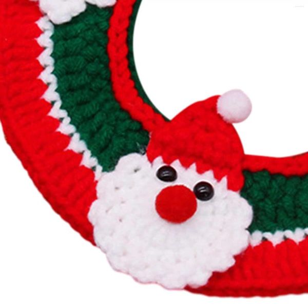 Collares de perros Knitting Collar de gato Vestido de Navidad Vestido de navidad Collar de gatito Cabecillo de collar de gatito tejido a mano Babero