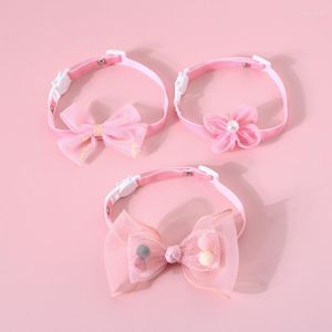 Colliers pour chiens dentelle collier de chat échappée avec nœud papillon mignon fleur mignonne chaton réglable pour chats petits chiens accessoires roses