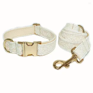 Halsbanden Kanten halsband voor kleine honden Gepersonaliseerde bruiloft huisdier en riem Set Luxe licht gouden gesp Puppy Lead Gift