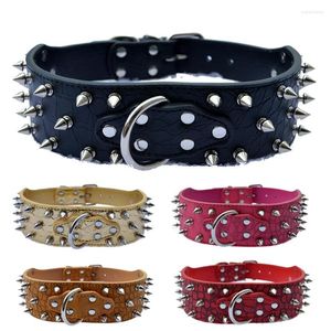 Colliers pour chiens grand collier pour animaux de compagnie 2 pouces de large en cuir croco à pointes pour Pitbulls chiens taille M L XL XXL gros produits