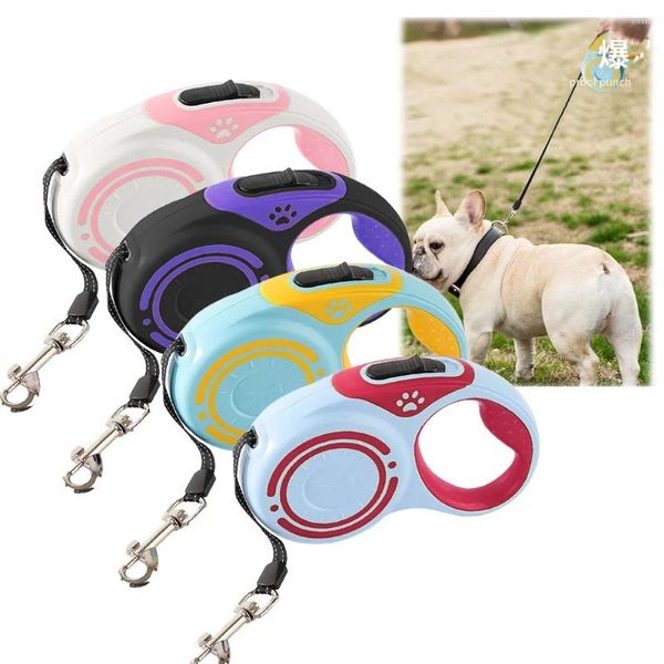 Collares para perros Correa 3m 5m Durable Automático Retráctil Nylon Gato Plomo Extensión Cachorro Caminando Ruleta Para Pequeño Mediano