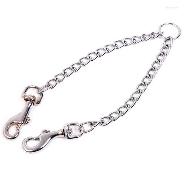 Collares para perros Correa Correas de acero inoxidable para perros grandes que caminan de dos cabezas Cadena grande desmontable Suministros para mascotas