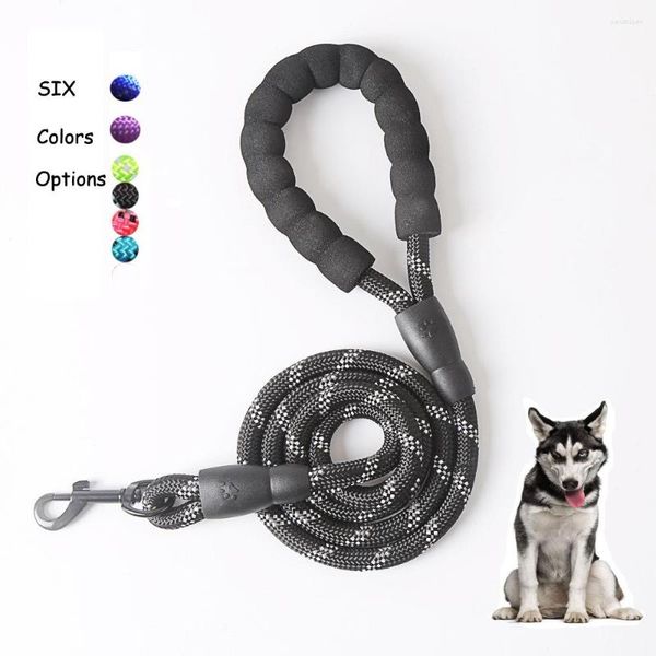 Colliers de chien Laisse Renforcer le harnais de traction rond en nylon de 1,5 m de long avec poignée rembourrée confortable Entraînement robuste Rop durable