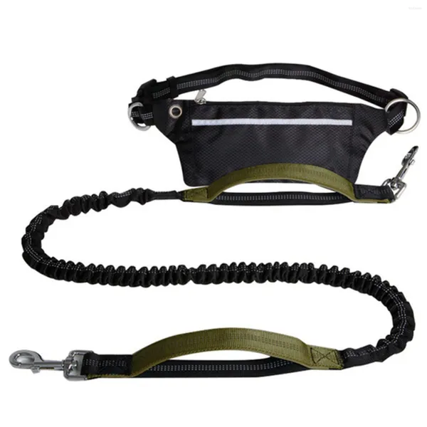 Colliers de chien Leash avec un sac de taille Réflexion Jogging Chiens de traction Corde élastique extensible Bungee Running Belt-B