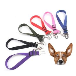 Collares para perros Correas 12 colores Cat Car Seguridad Cinturón de seguridad Arnés Ajustable Pet Puppy Pup Hound Vehículo Cinturón de seguridad Correa de plomo para perros Dro DH4DE