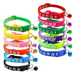 Colliers de chien Laisses 12Pcs / Pack Collier de chat pour animaux de compagnie avec boucle de sécurité de cloche Sangle réfléchissante réglable 19-32 cm Facile d'entretien Durable et267M