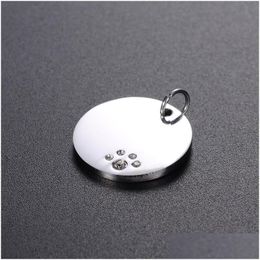 Colliers De Chien Laisses 20Mm Rond En Acier Inoxydable Cristal Tags Animaux Id Adresse Nom Numéro De Téléphone Étiquette Pendentif Bijoux Za6044 Drop De Dhhxt