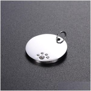 Colliers de chien Laisses 20 mm rondes en acier inoxydable Tags en cristal Animaux Id Adresse Nom Numéro de téléphone Étiquette Pendentif Bijoux Za6044 Drop de Dh0NC