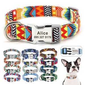 Collares para perros Correas Collar de perro de nailon ajustable ID de gato personalizado Hebilla con nombre grabado adecuada para perros pequeños, medianos y grandes 231117