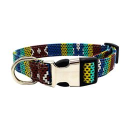 Dog Collars Riemen Anti Lost Collar Gedrukt Nek Duurzaam Opleiding Outdoor Verstelbare Walking Leads Pet Supplies Canvas met gesp-riem