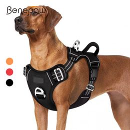 Collares para perros Correas Benepaw Arnés sin tirones Estrangulador Manija de control fácil Mascota reflectante 2 Clips de correa Chaleco acolchado suave ajustable 230719