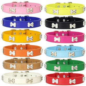 Colliers de chien laisses en cuir d'os Durable chiot carlin pour petit grand Chihuahua chat accessoires collier chiens 230915