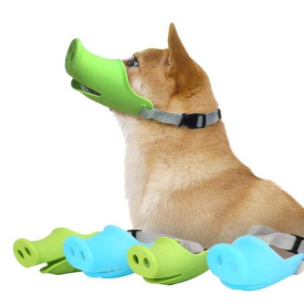 Colliers de chien Laux Breatchables Migne Muzzle de cochon Muzzle Anti-bite Muzzles Arrêt Bark Masque bouche Réglable pour les petits animaux de compagnie Green Blue H240506