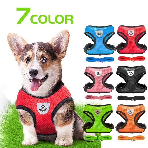 Collares para perros, correas, arnés pequeño transpirable, Collar para cachorros, correa reflectante para gatos, chaleco ajustable para mascotas, correa para el pecho, ChihuahuaDog