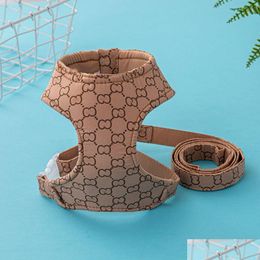 Colliers de chien Laisses Brown Lettre Poitrine à la mode pour animaux de compagnie et sangle de chaussure pour fournitures de plein air Schnauzer Teddy Bear Laisse Drop Livraison Accueil Otqj7