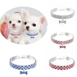 Collares para perros correas gato collar suministros para mascotas de diez rhinestone cristal cachorro chihuahua perros collar de collar