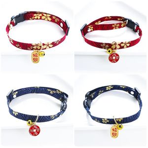 Chien Colliers Laisses Style Chinois Chat Collier Réglable Pet Chanceux Santé Bénédiction Collier Broderie Imprimer Chaton Chiot AccessoiresChien