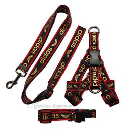 Collares para perros Correas Conjunto de collar 2.5 cm Correa de lujo Carta bronceadora clásica Pet Nylon Cinturones de seguridad Cinturones de seguridad Arnés de diseñador para pequeños Medi Ot3I1