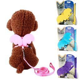 Colliers pour chiens laisses couleurs animal de compagnie petit harnais laisse en nylon belle aile d'ange ceinture de chat anti-perte personnalisé réglable BDog