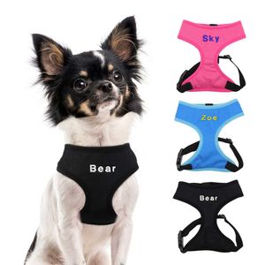 Hondenkragen ontleende op maat gemaakte geborduurde hondenharnas mesh nylon honden kattenvest harnas gepersonaliseerde honden naam voor kleine grote honden katten Franse bulldog t221212